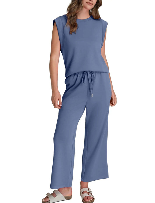 Zweiteiliger Anzug - Lässiger ärmelloser Pullover und locker sitzende Hose