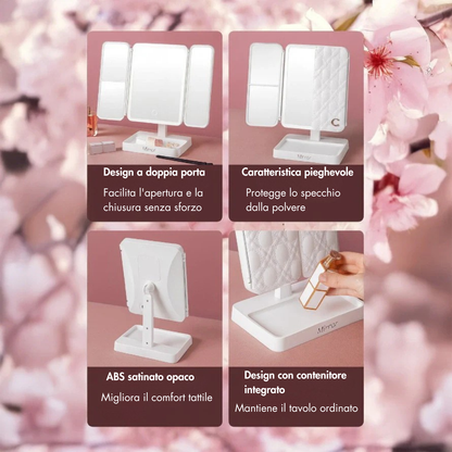 TriGlow™ - Specchio da toeletta a 3 ante illuminato